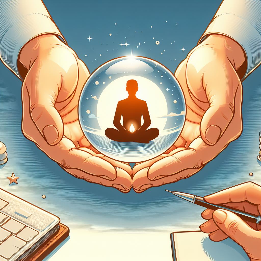 Meditating in the crystal ball on bow of my hands